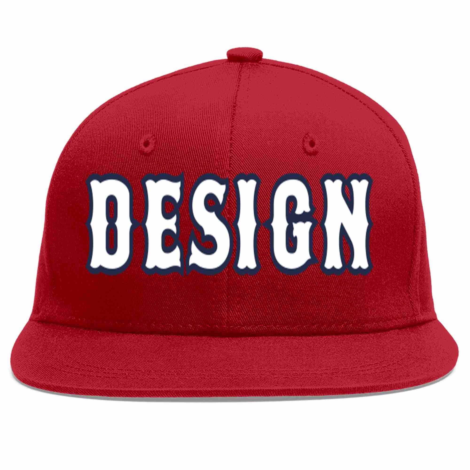 Conception personnalisée de casquette de baseball de sport à avant-toit plat rouge blanc-marine pour hommes/femmes/jeunes