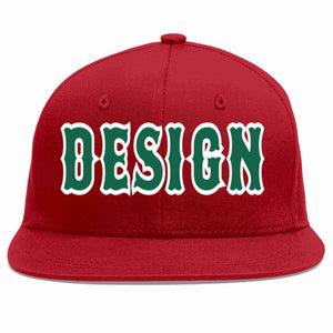 Conception personnalisée de casquette de baseball de sport à avant-toit plat rouge Kelly vert-blanc pour hommes/femmes/jeunes