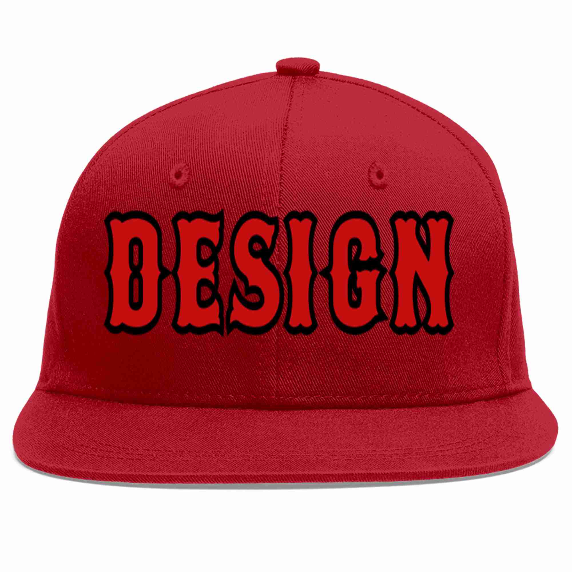 Conception personnalisée de casquette de baseball de sport à avant-toit plat rouge rouge-noir pour hommes/femmes/jeunes