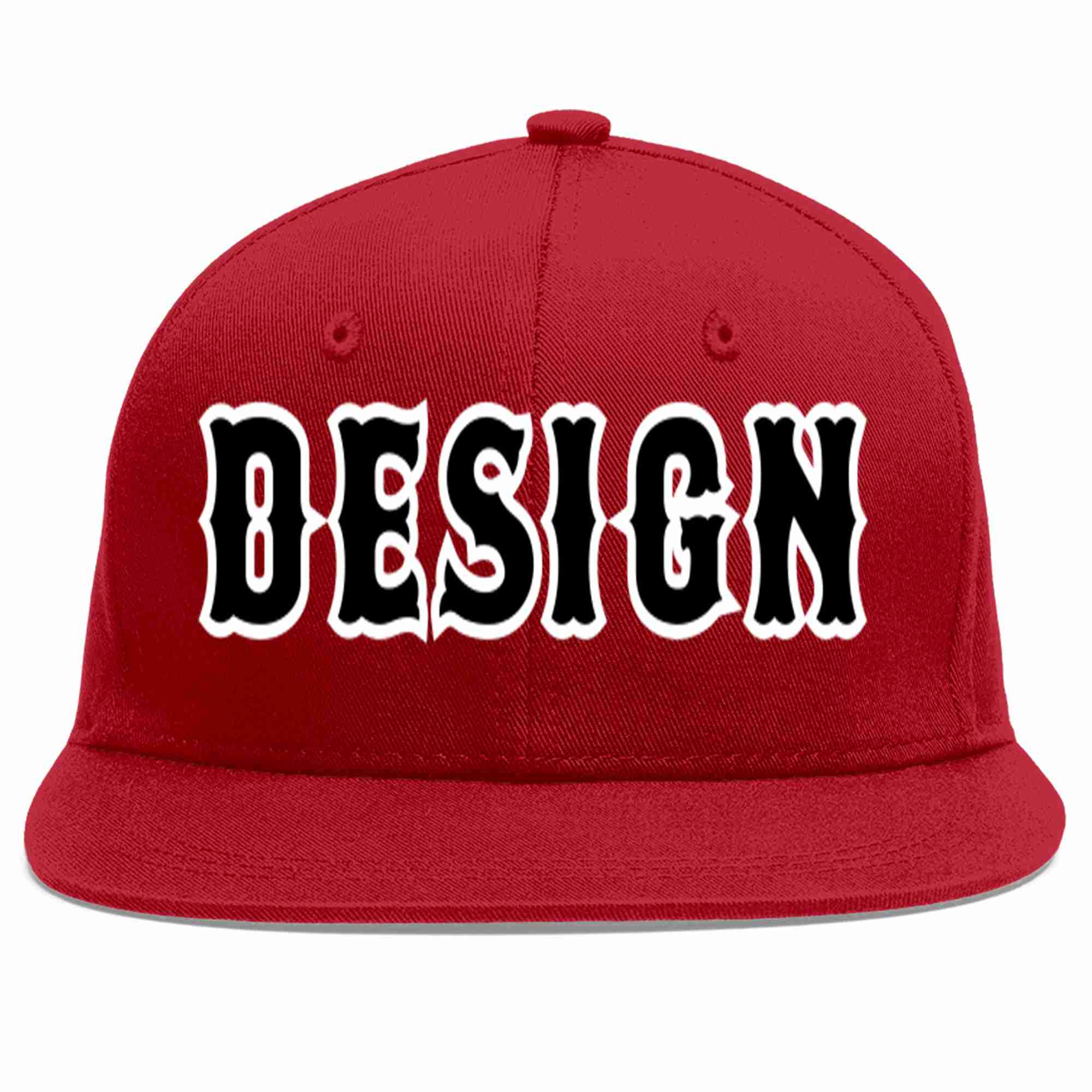 Custom Red Black-White Flat Eaves Sport Baseball Cap Design for Men/Women/Youth