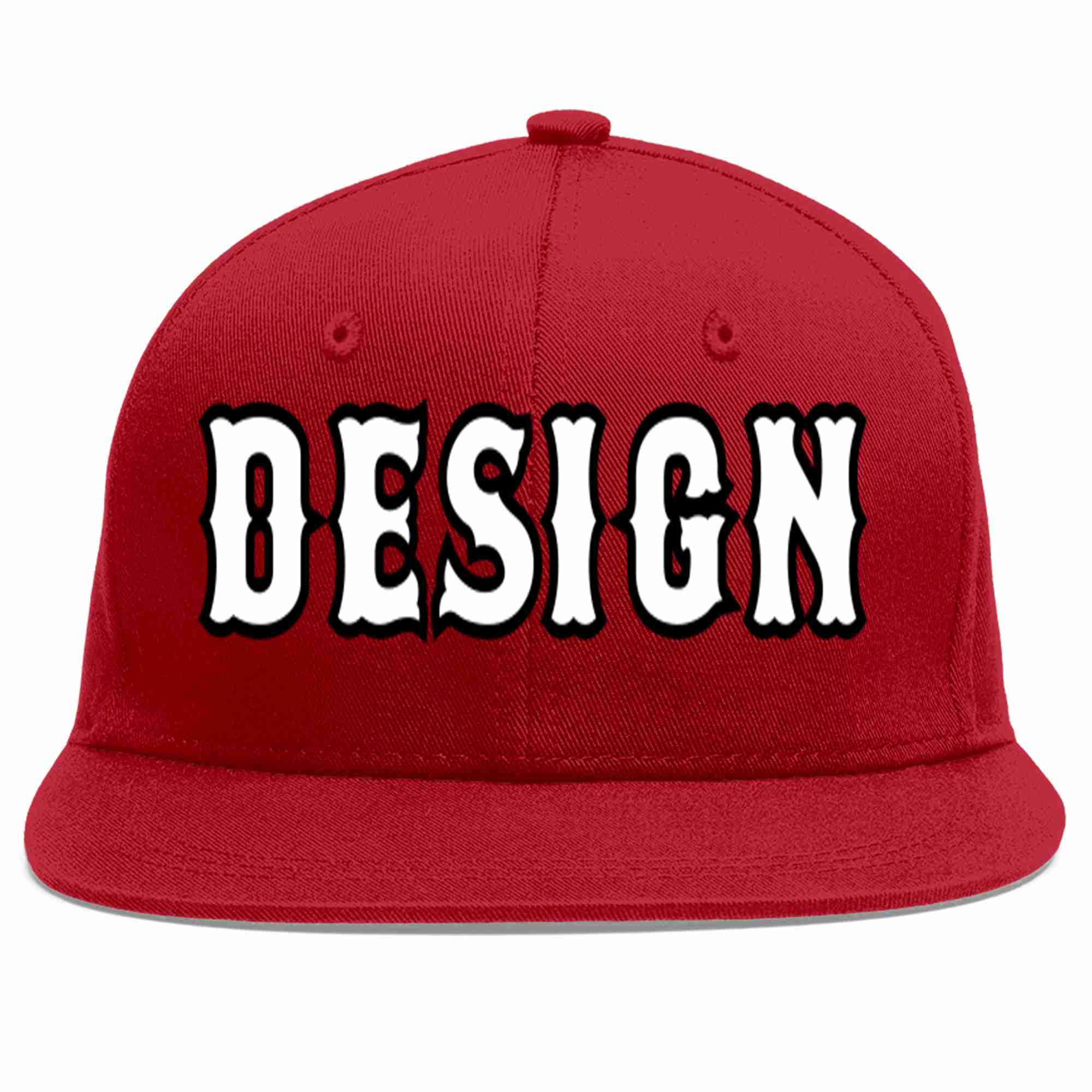 Conception personnalisée de casquette de baseball de sport à avant-toit plat rouge blanc-noir pour hommes/femmes/jeunes