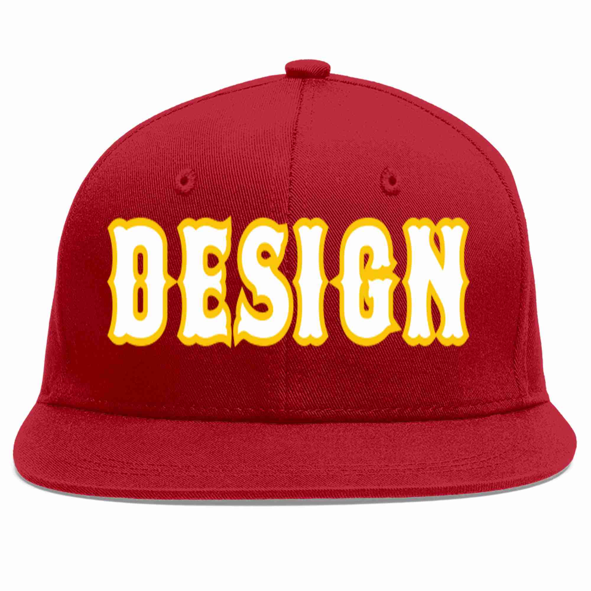 Conception personnalisée de casquette de baseball de sport à avant-toit plat rouge blanc-or pour hommes/femmes/jeunes