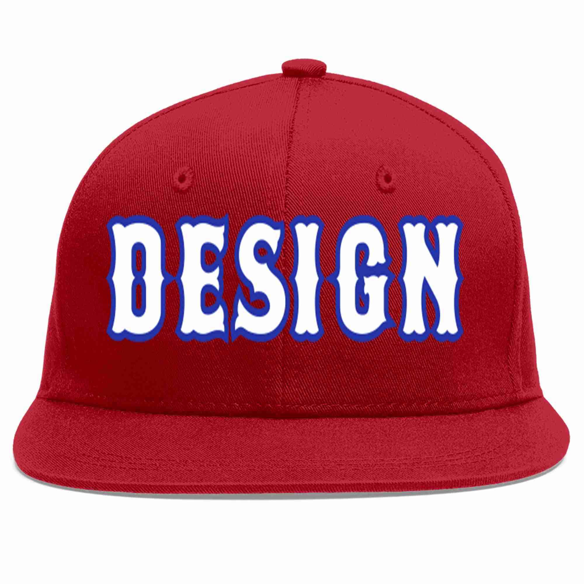 Conception personnalisée de casquette de baseball de sport à Eaves plates rouge blanc-royal pour hommes/femmes/jeunes