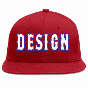 Custom Red White-Red Flat Eaves Sport Baseball Cap Design for Men/Women/Youth