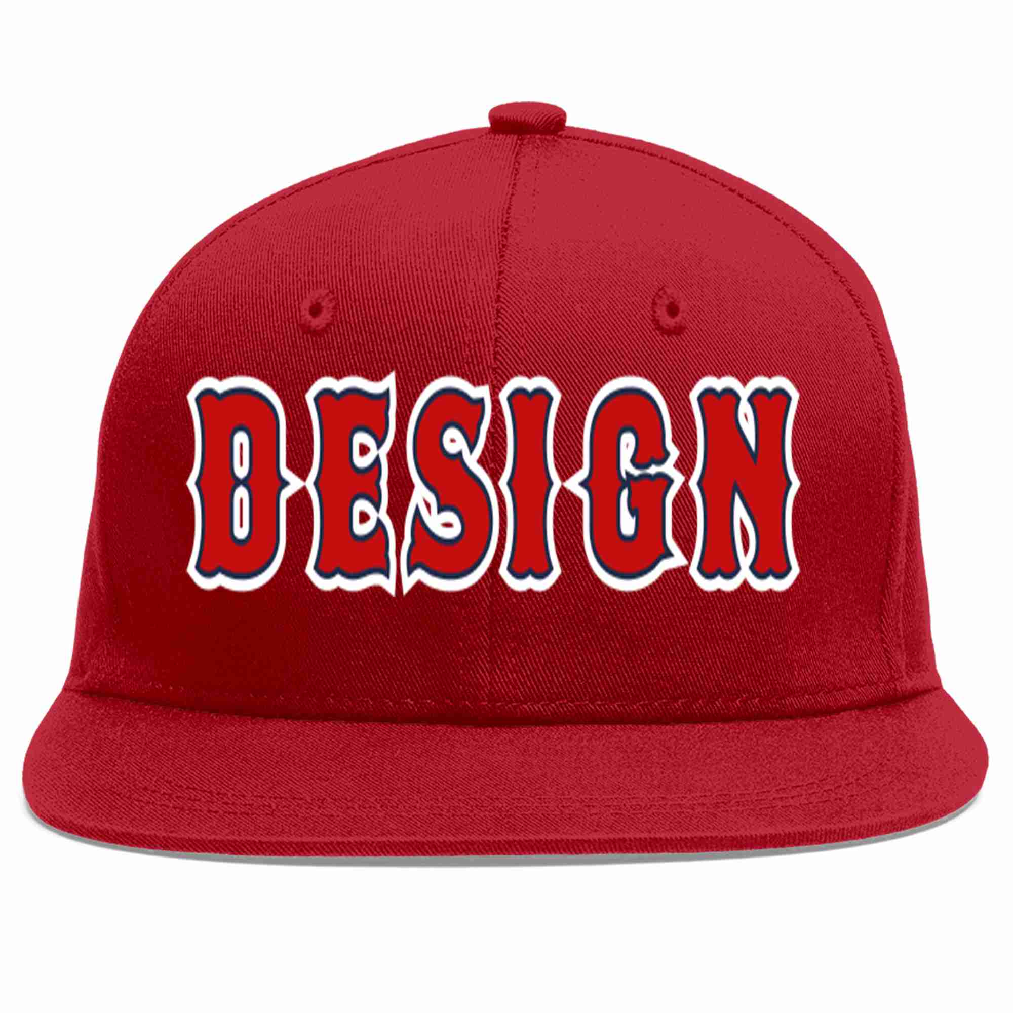 Custom Red Red-Navy Flat Eaves Sport Baseball Cap Design for Men/Women/Youth