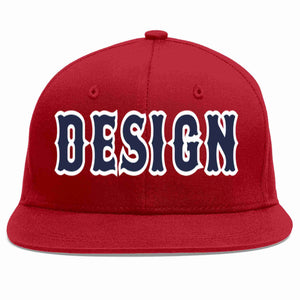 Conception personnalisée de casquette de baseball de sport à avant-toit plat rouge marine-blanc pour hommes/femmes/jeunes