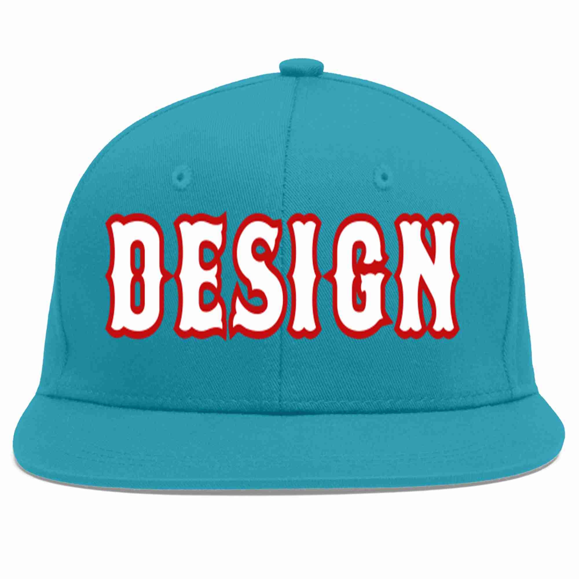 Conception personnalisée de casquette de baseball de sport à avant-toit plat blanc-rouge Aqua pour hommes/femmes/jeunes