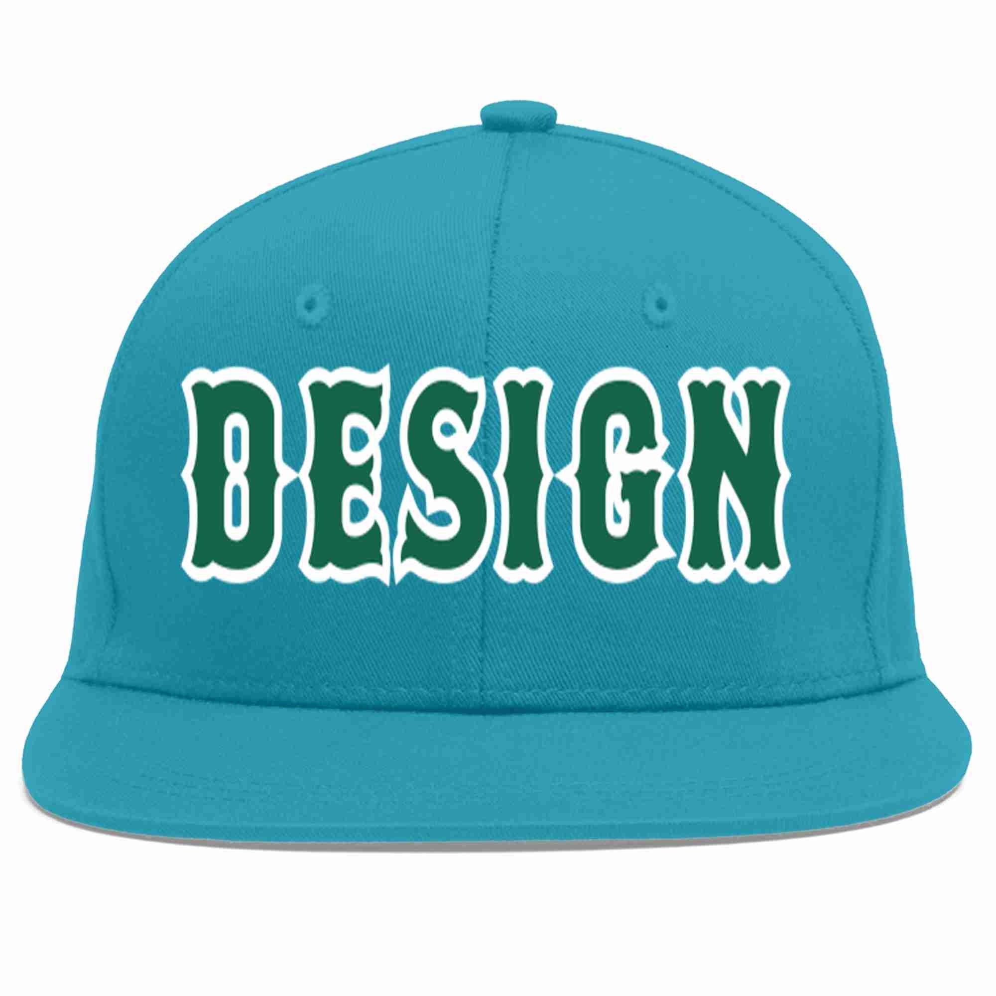 Casquette de baseball personnalisée Aqua Kelly vert-blanc avec avant-toit plat pour hommes/femmes/jeunes