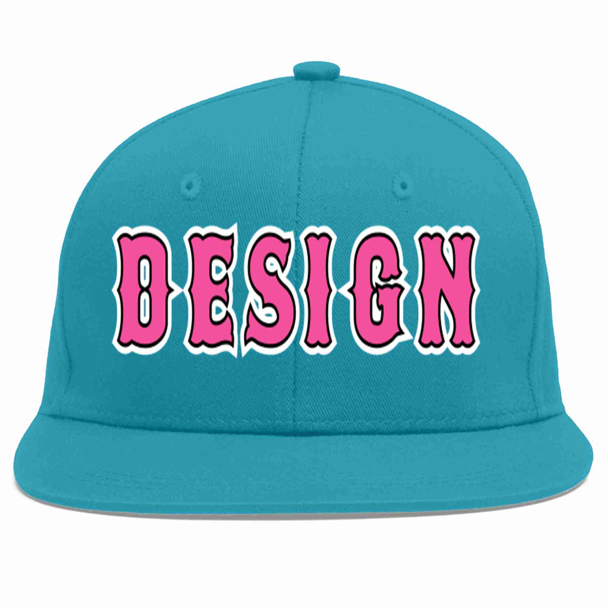 Conception personnalisée de casquette de baseball de sport à Eaves plates rose-noir Aqua pour hommes/femmes/jeunes