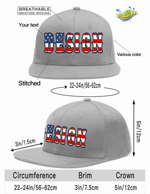 Custom Gray Vintage USA Flag-Gold Flat Eaves Sport Baseball Cap Design for Men/Women/Youth