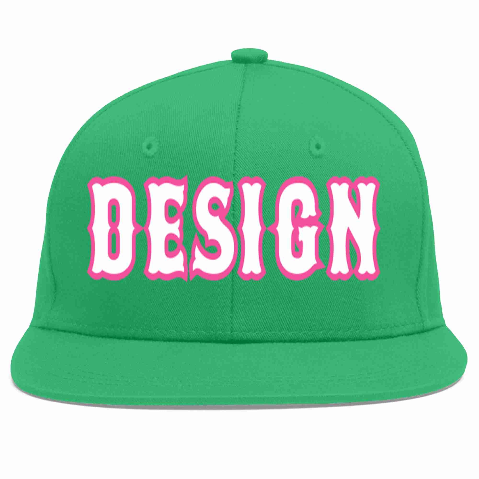 Custom Teal White-Pink Flat Eaves Sport Baseball Cap