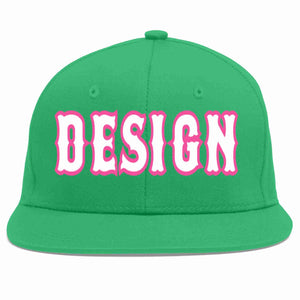 Custom Teal White-Pink Flat Eaves Sport Baseball Cap