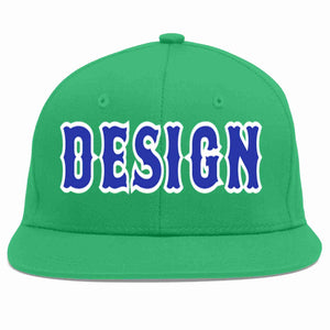 Custom Teal Royal-White Flat Eaves Sport Baseball Cap