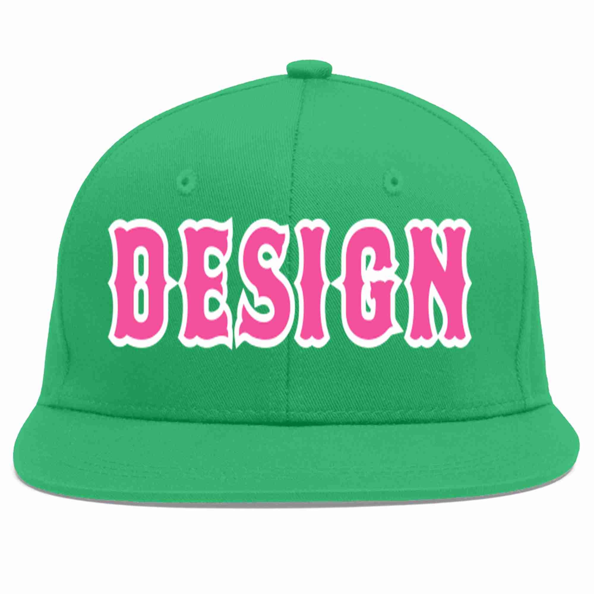 Custom Teal Pink-White Flat Eaves Sport Baseball Cap