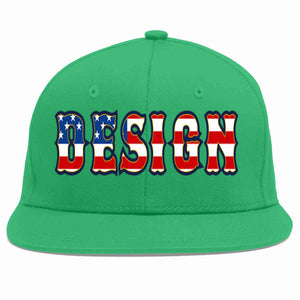 Custom Teal Vintage USA Flag-Gold Flat Eaves Sport Baseball Cap