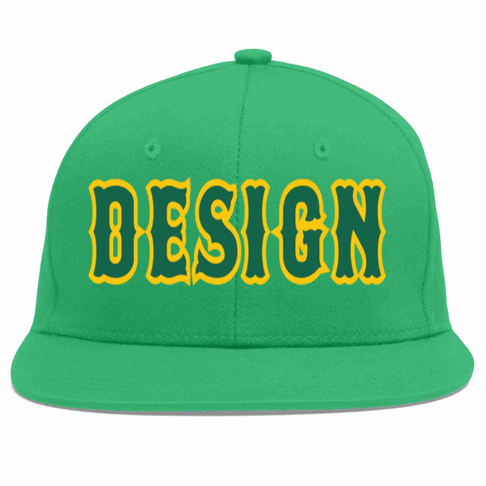 Custom Teal Kelly Green-Gold Flat Eaves Sport Baseball Cap