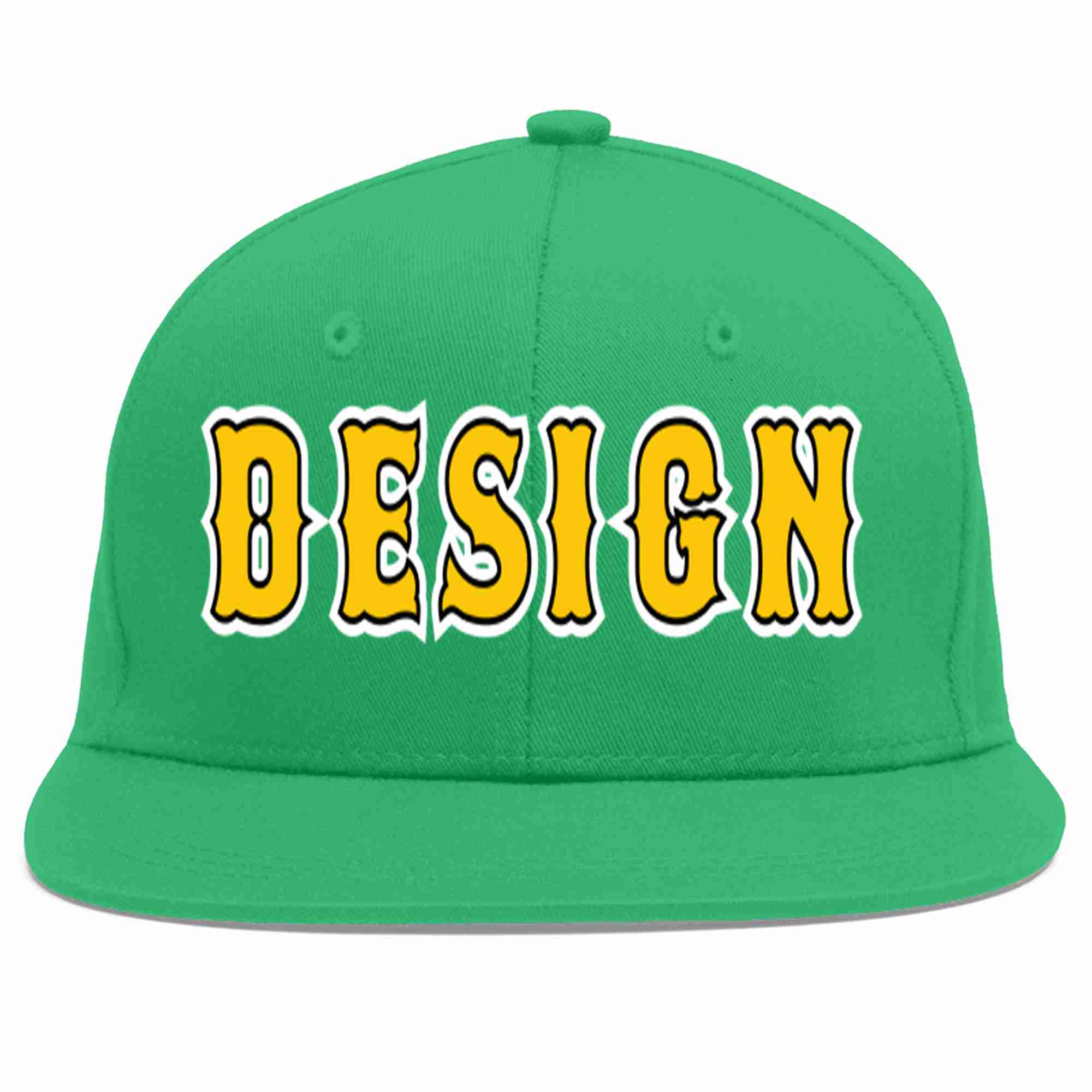 Custom Teal Gold-Black Flat Eaves Sport Baseball Cap