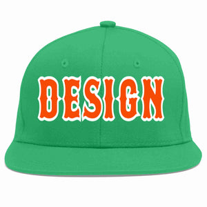 Custom Teal Orange-White Flat Eaves Sport Baseball Cap