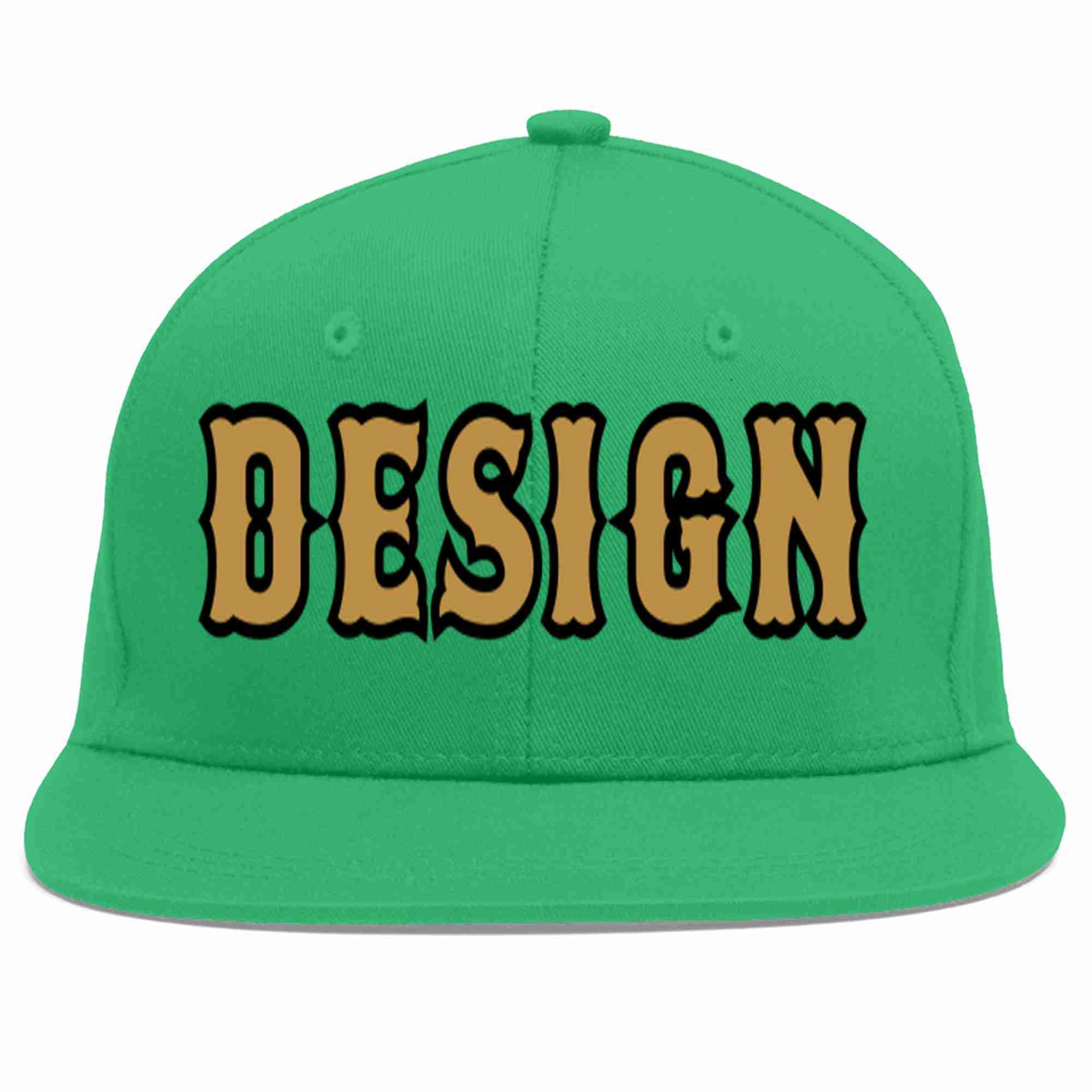 Custom Teal Old Gold-Black Flat Eaves Sport Baseball Cap