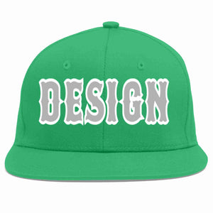 Custom Teal Gray-White Flat Eaves Sport Baseball Cap