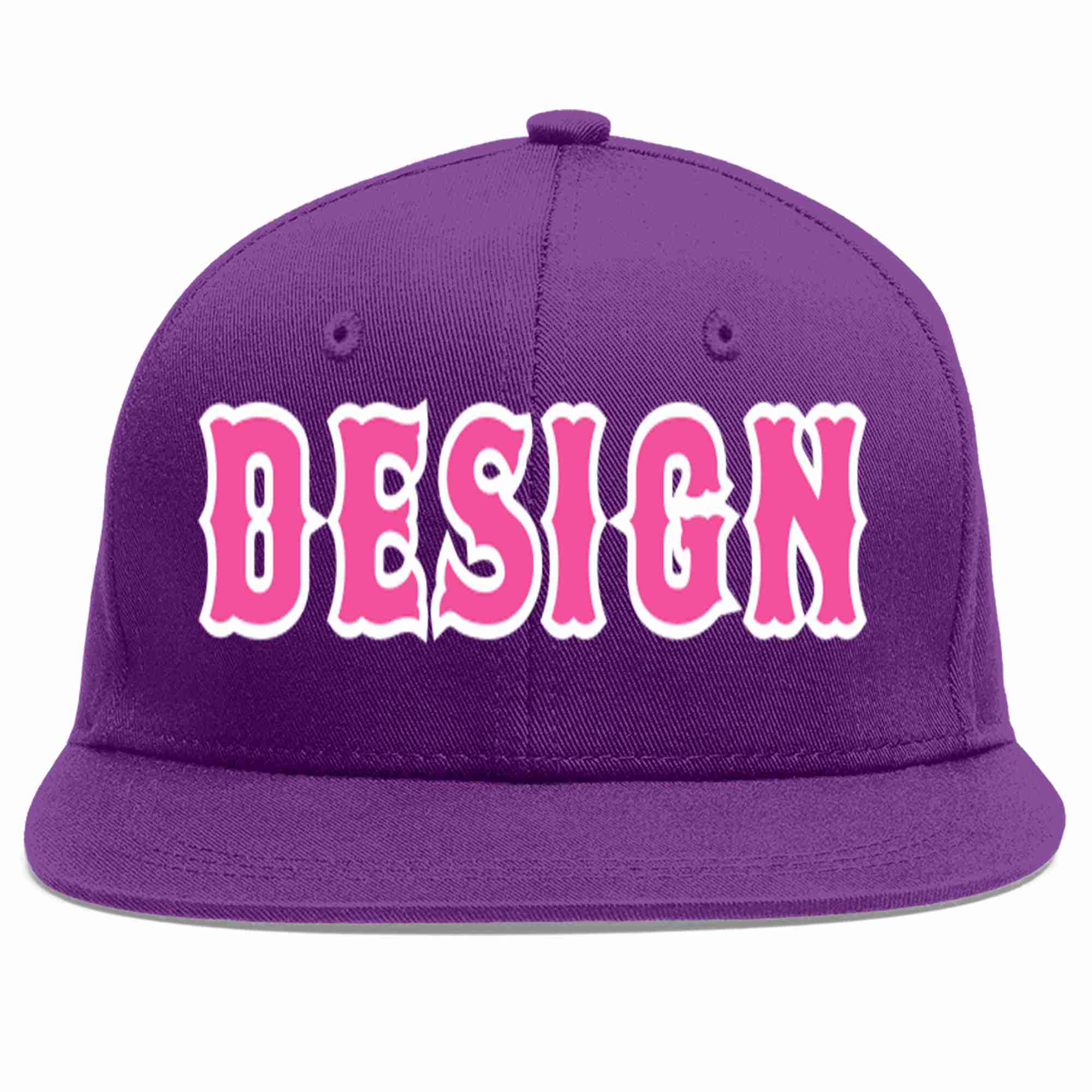 Conception personnalisée de casquette de baseball de sport à avant-toit plat violet rose-blanc pour hommes/femmes/jeunes