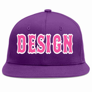 Custom Purple Pink-White Flat Eaves Sport Baseball Cap Design for Men/Women/Youth