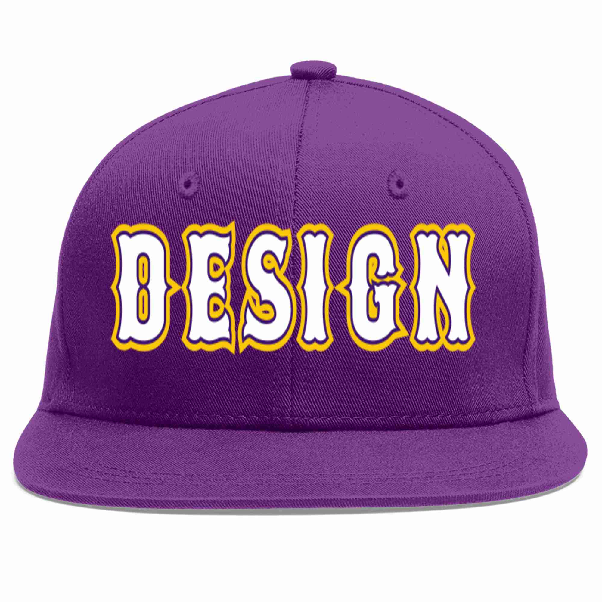 Conception personnalisée de casquette de baseball de sport à avant-toit plat violet blanc-violet pour hommes/femmes/jeunes