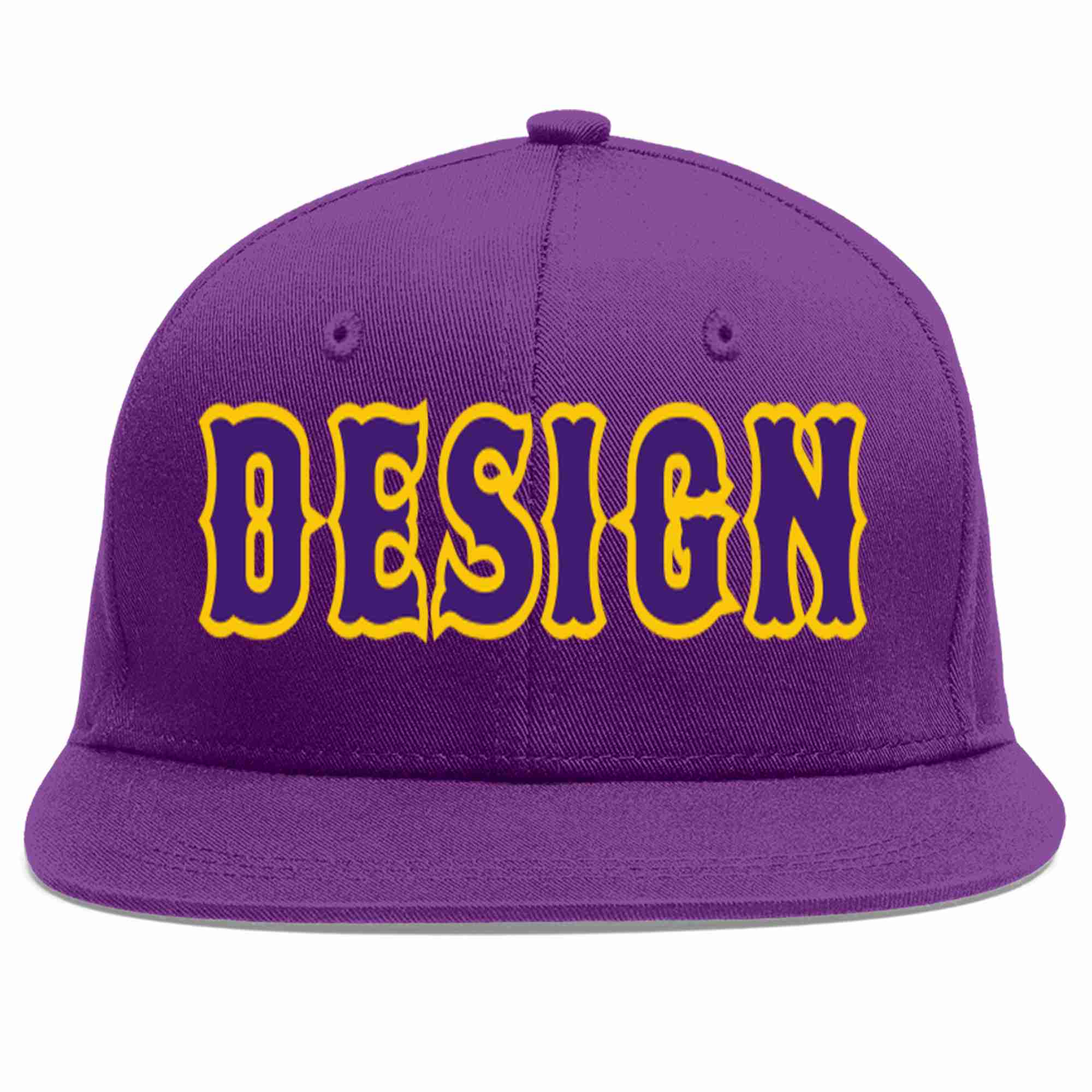 Conception personnalisée de casquette de baseball de sport à avant-toit plat violet violet-or pour hommes/femmes/jeunes