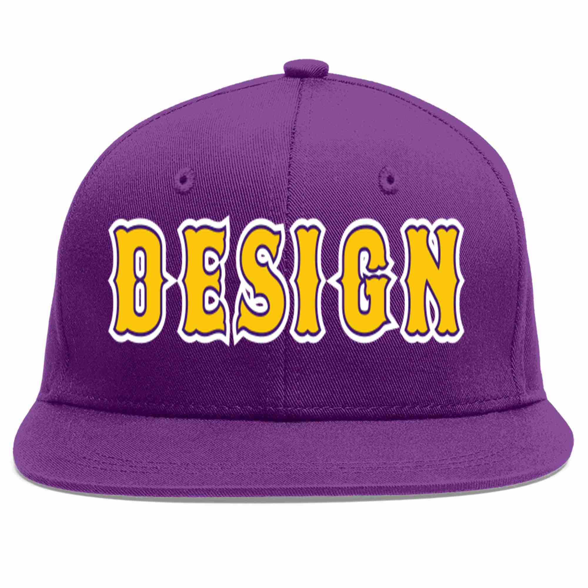 Conception personnalisée de casquette de baseball de sport à avant-toit plat violet or-violet pour hommes/femmes/jeunes