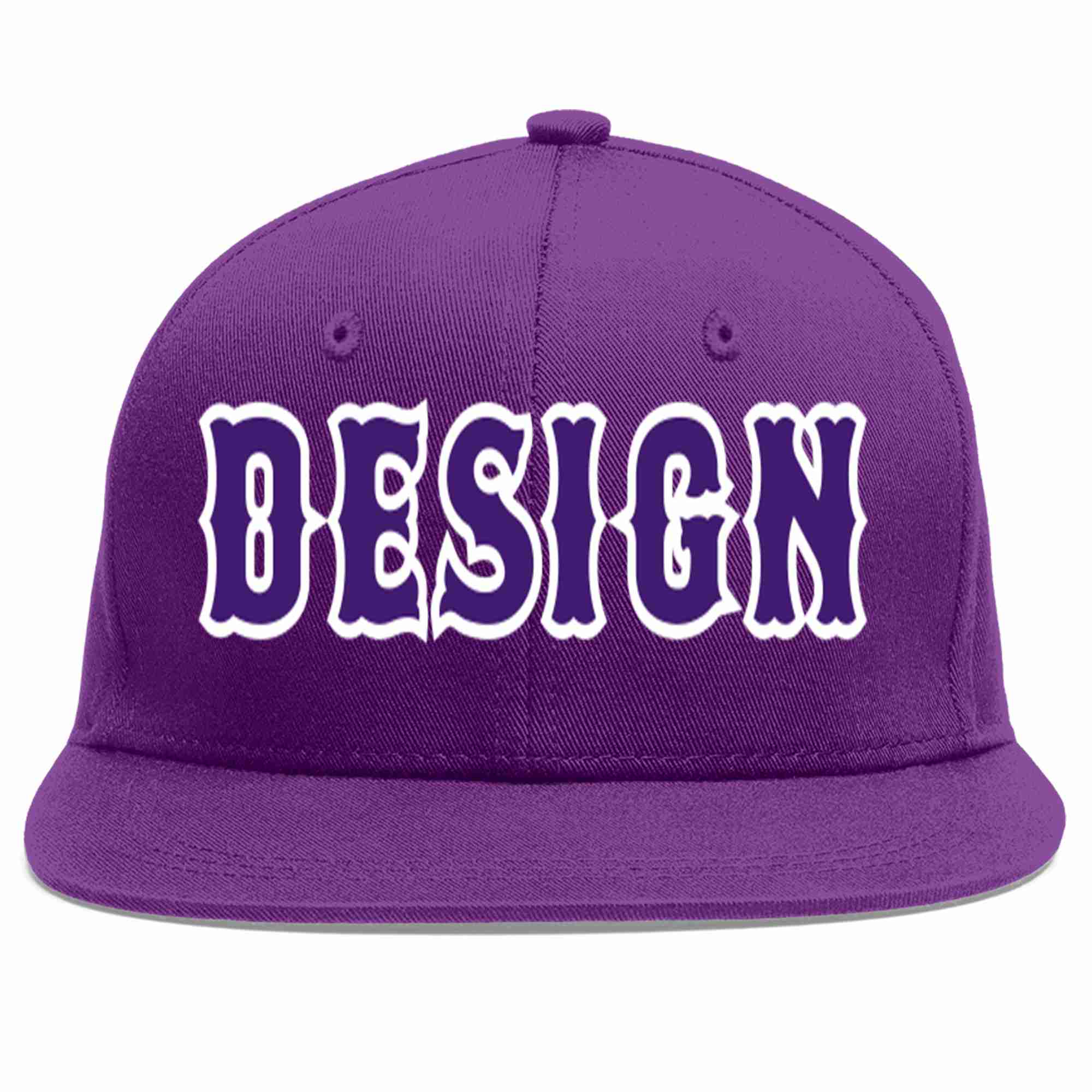 Custom Purple purple-White Flat Eaves Sport Baseball Cap Design for Men/Women/Youth