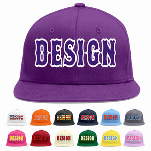 Conception personnalisée de casquette de baseball de sport à avant-toit plat violet violet-blanc pour hommes/femmes/jeunes