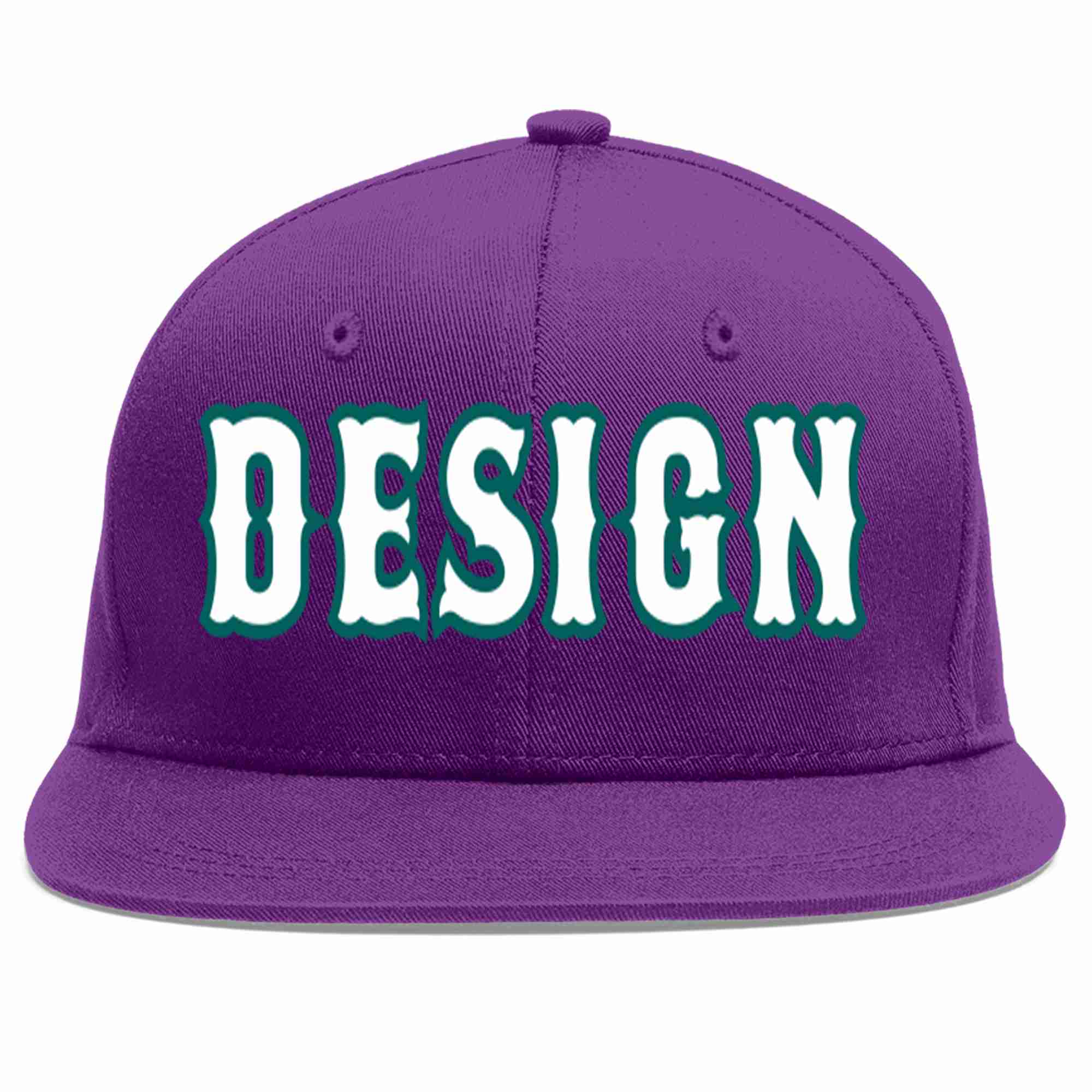 Conception personnalisée de casquette de baseball de sport à Eaves plates violet blanc-aqua pour hommes/femmes/jeunes