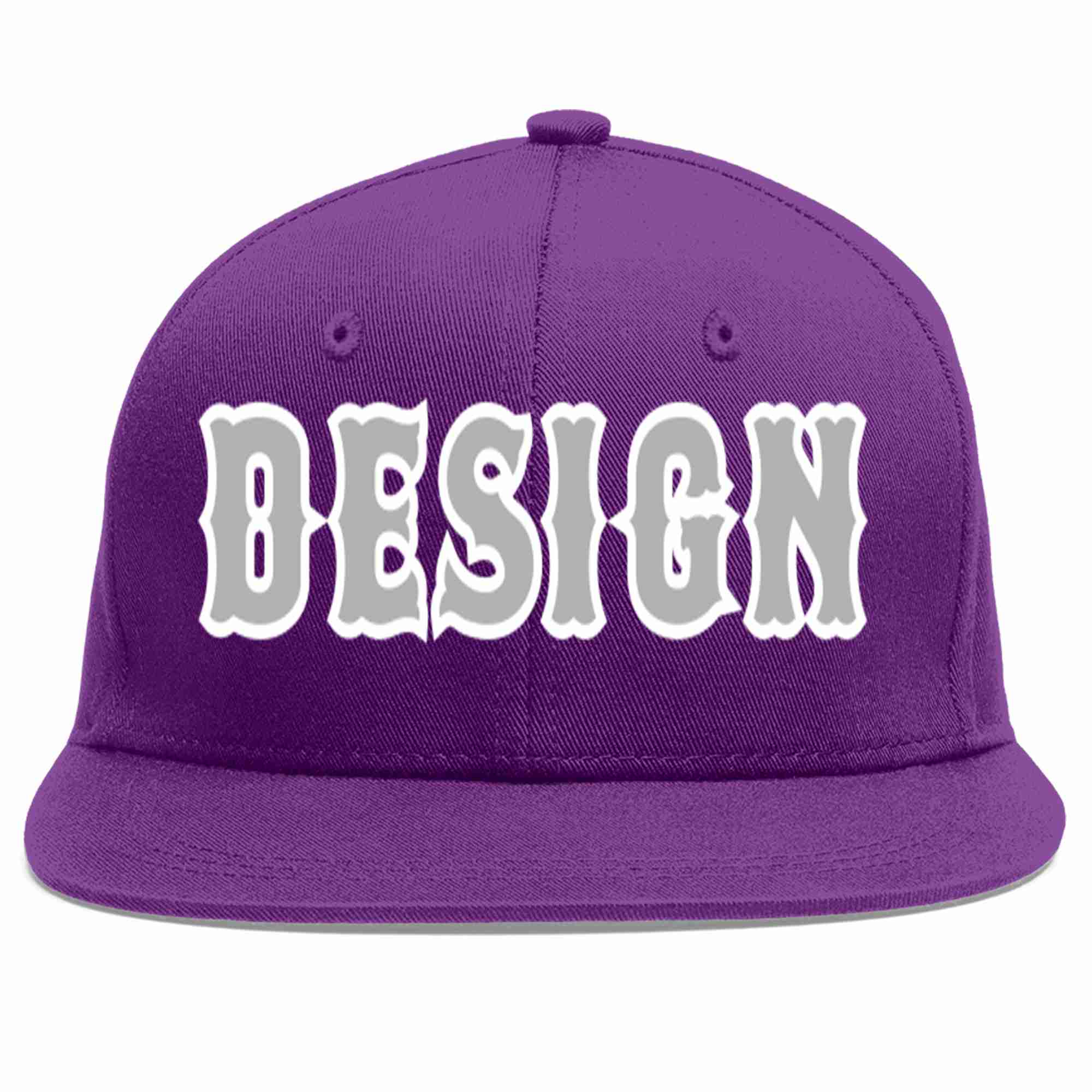 Custom Purple Gray-White Flat Eaves Sport Baseball Cap Design for Men/Women/Youth