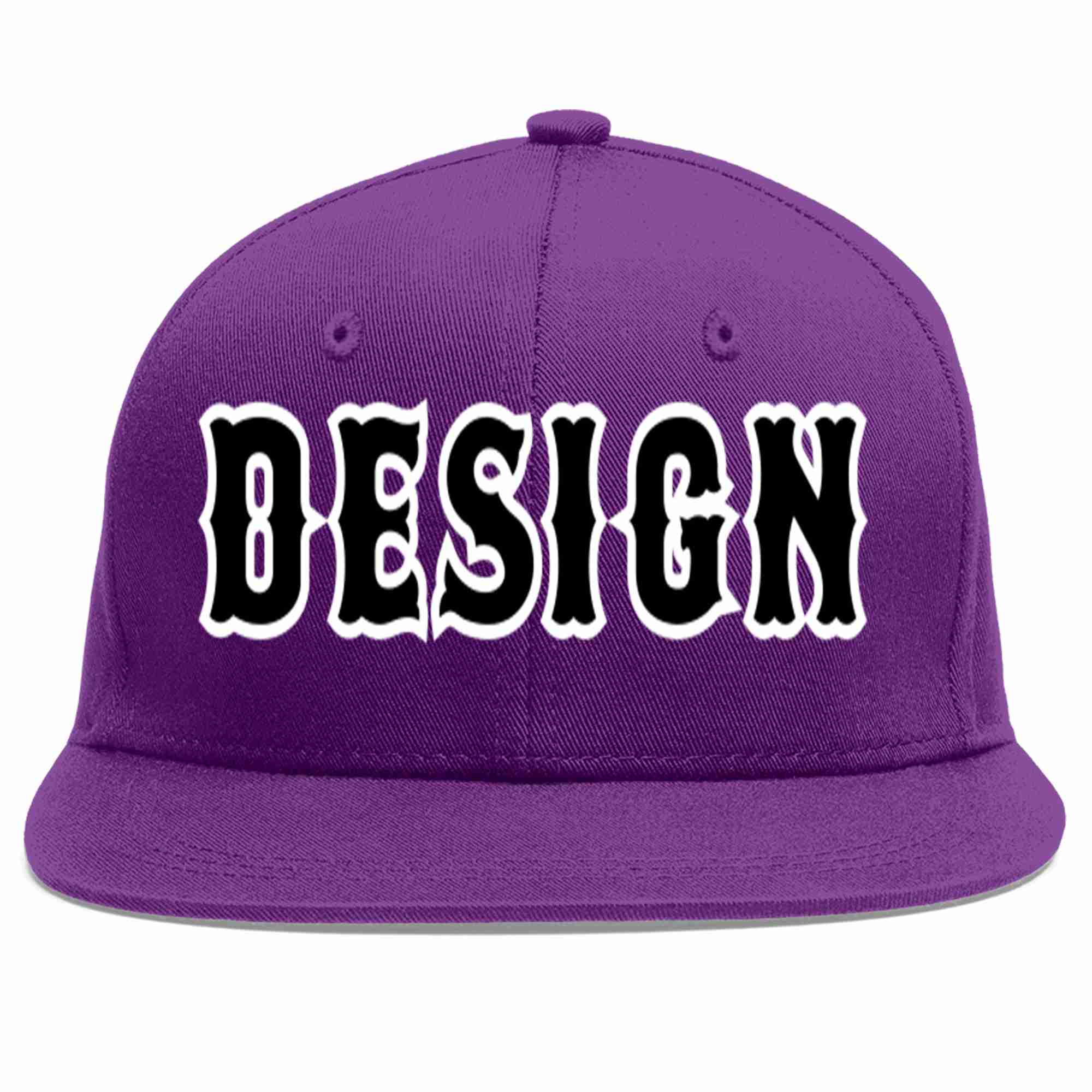 Conception personnalisée de casquette de baseball de sport à avant-toit plat violet noir-blanc pour hommes/femmes/jeunes