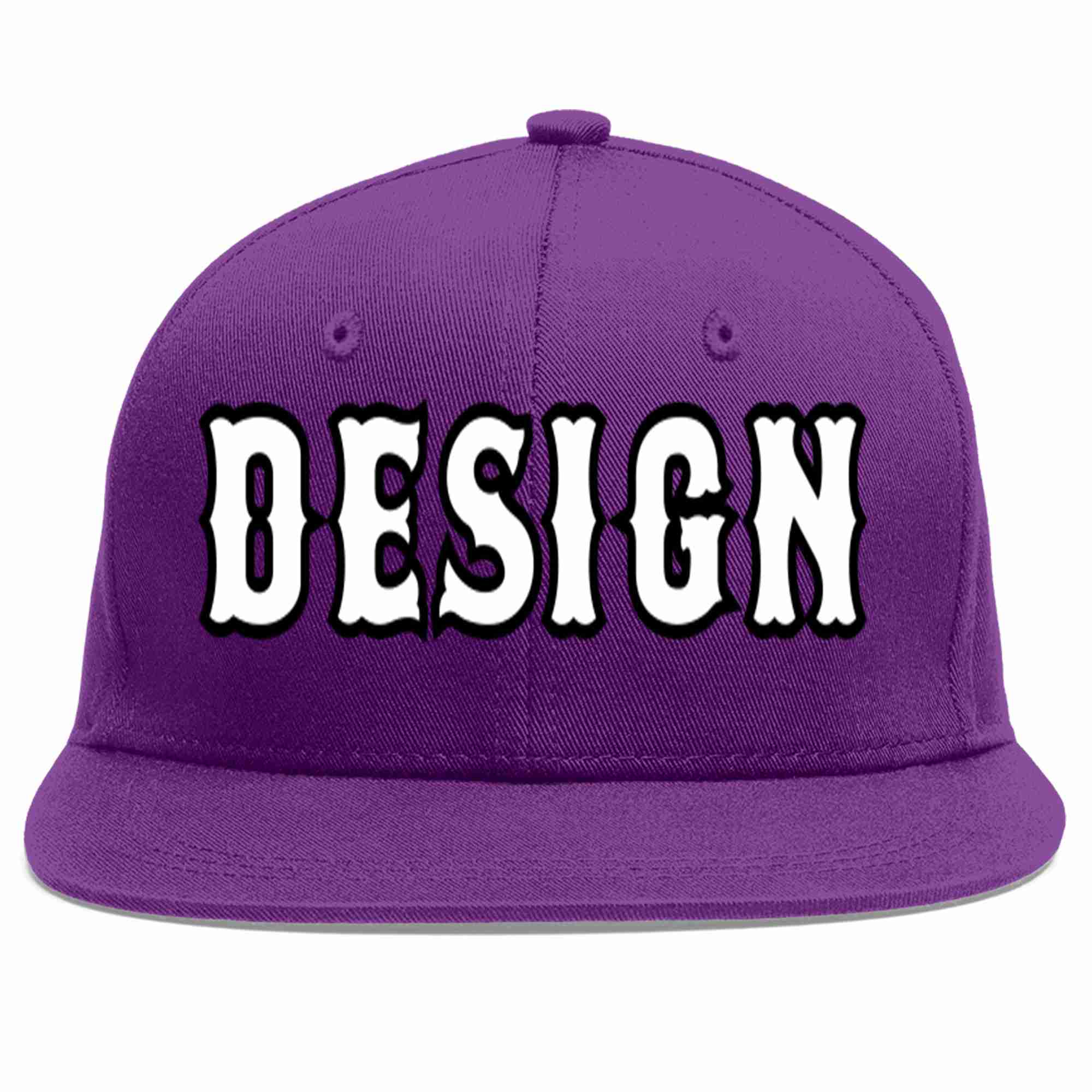 Custom Purple White-Black Flat Eaves Sport Baseball Cap Design for Men/Women/Youth