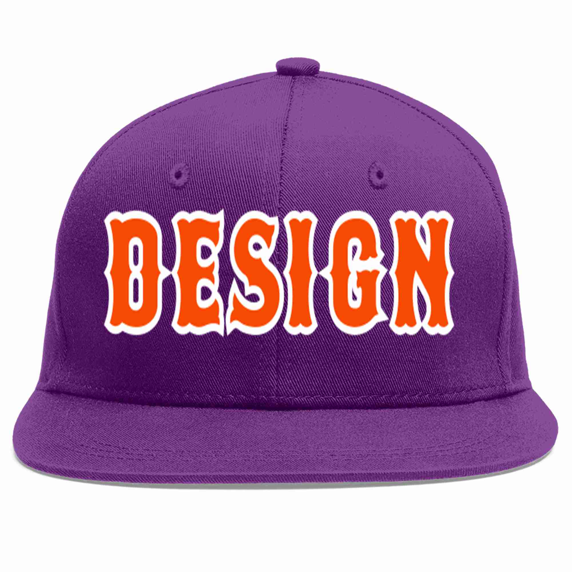 Conception personnalisée de casquette de baseball de sport à avant-toit plat violet orange-blanc pour hommes/femmes/jeunes