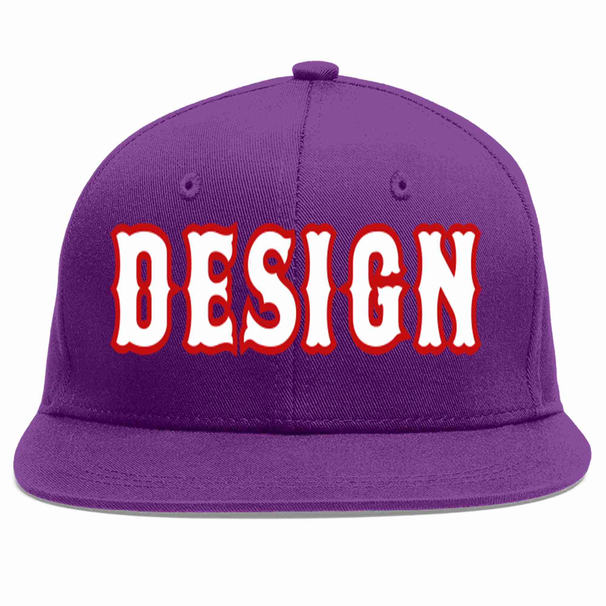 Conception personnalisée de casquette de baseball de sport à avant-toit plat violet blanc-rouge pour hommes/femmes/jeunes