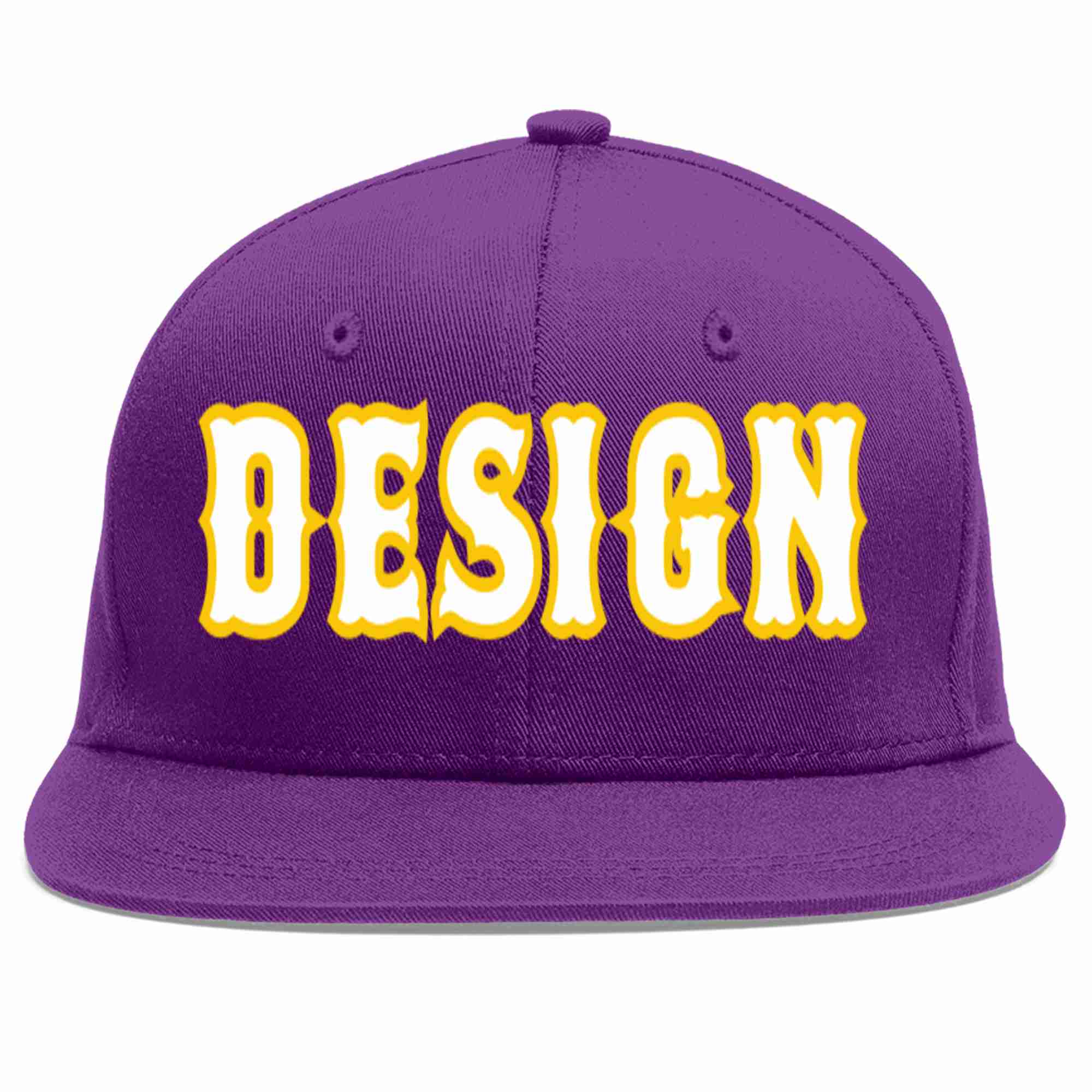 Conception personnalisée de casquette de baseball de sport à avant-toit plat violet blanc-or pour hommes/femmes/jeunes