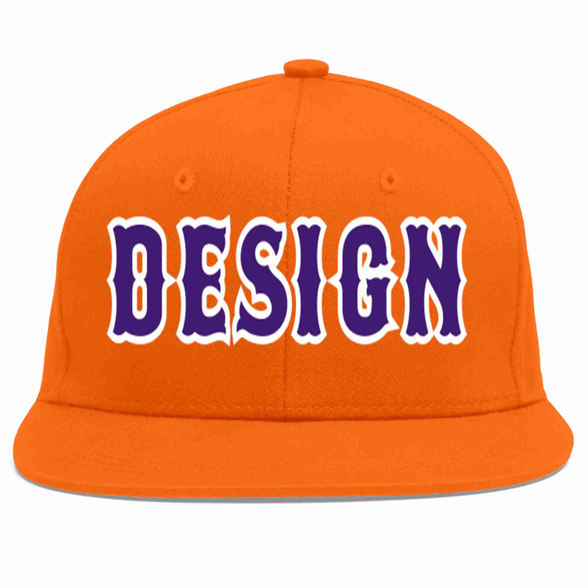 Custom Orange purple-White Flat Eaves Sport Baseball Cap Design for Men/Women/Youth