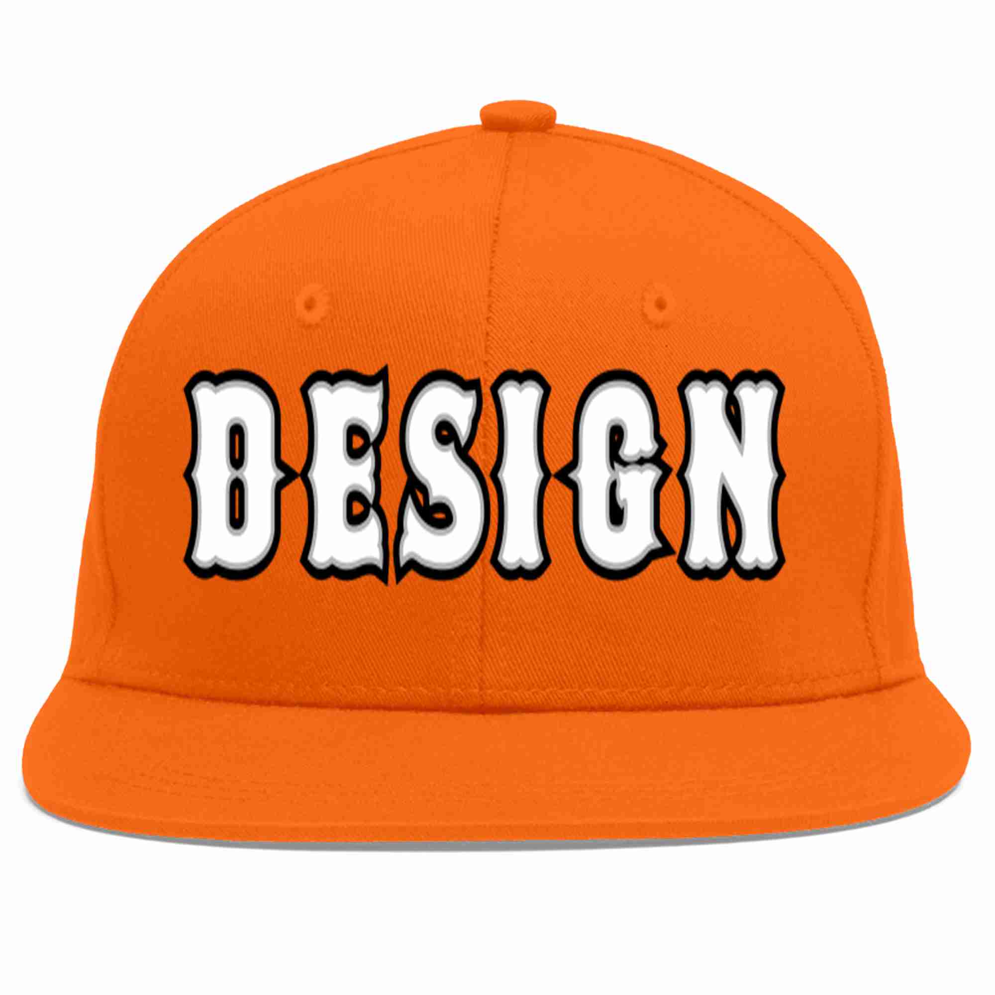 Conception personnalisée de casquette de baseball de sport à avant-toit plat orange blanc-gris pour hommes/femmes/jeunes