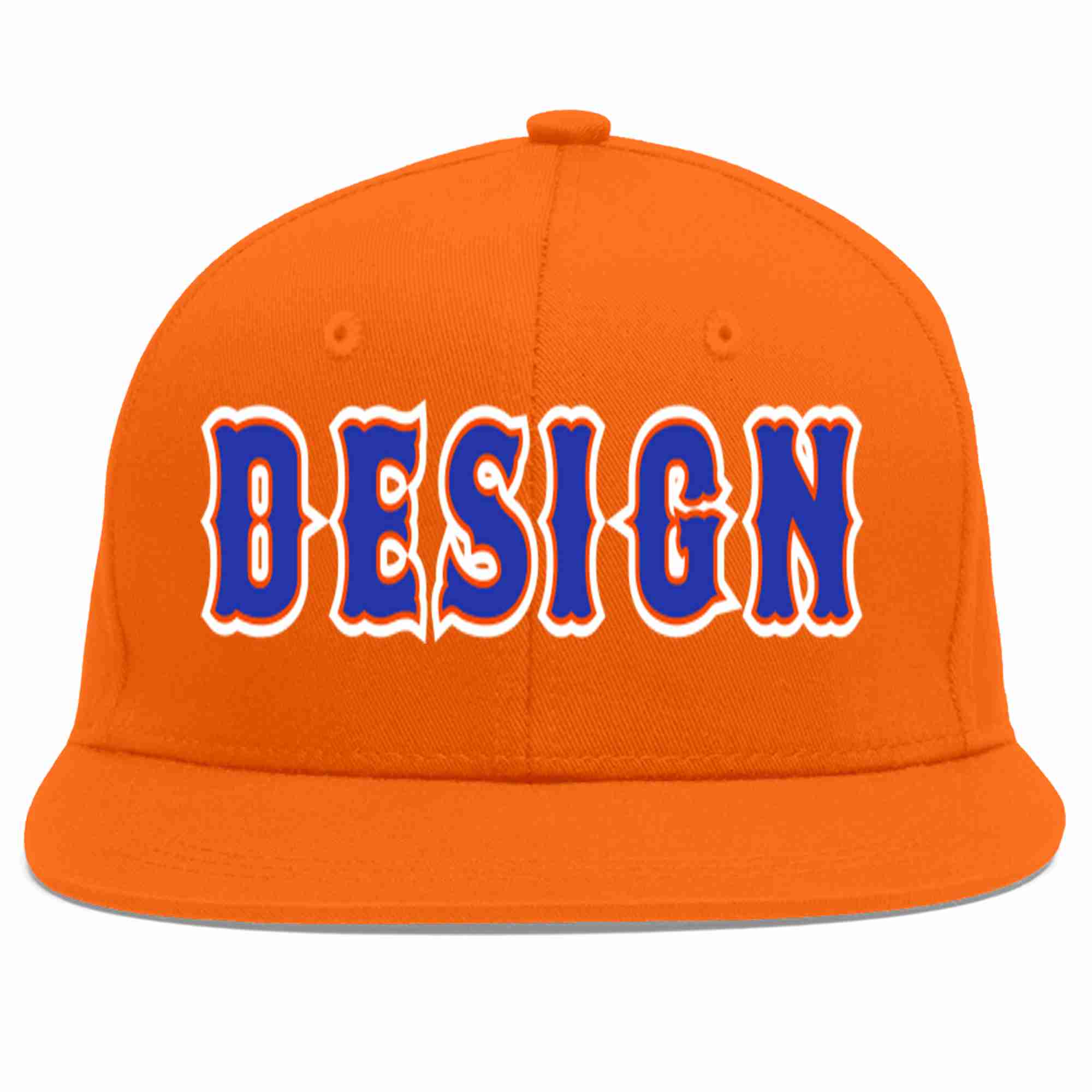 Conception personnalisée de casquette de baseball de sport à avant-toit plat orange royal-orange pour hommes/femmes/jeunes