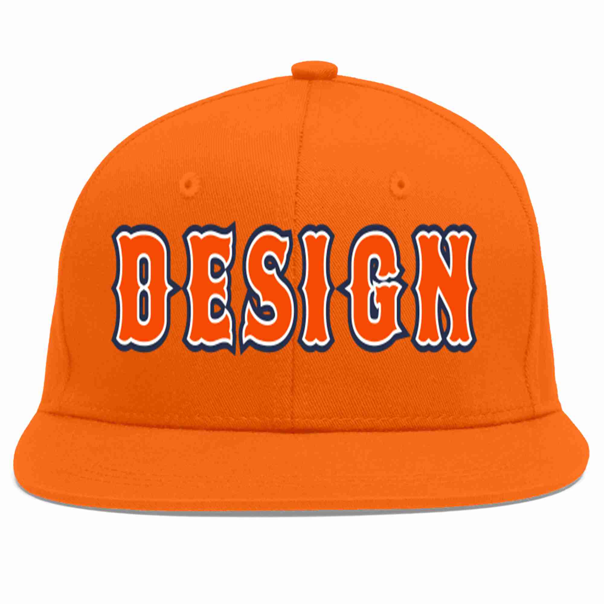 Conception personnalisée de casquette de baseball de sport à avant-toit plat orange orange-blanc pour hommes/femmes/jeunes