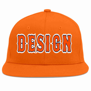 Conception personnalisée de casquette de baseball de sport à avant-toit plat orange orange-marine pour hommes/femmes/jeunes