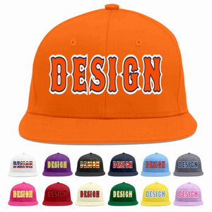 Conception personnalisée de casquette de baseball de sport à avant-toit plat orange orange-marine pour hommes/femmes/jeunes