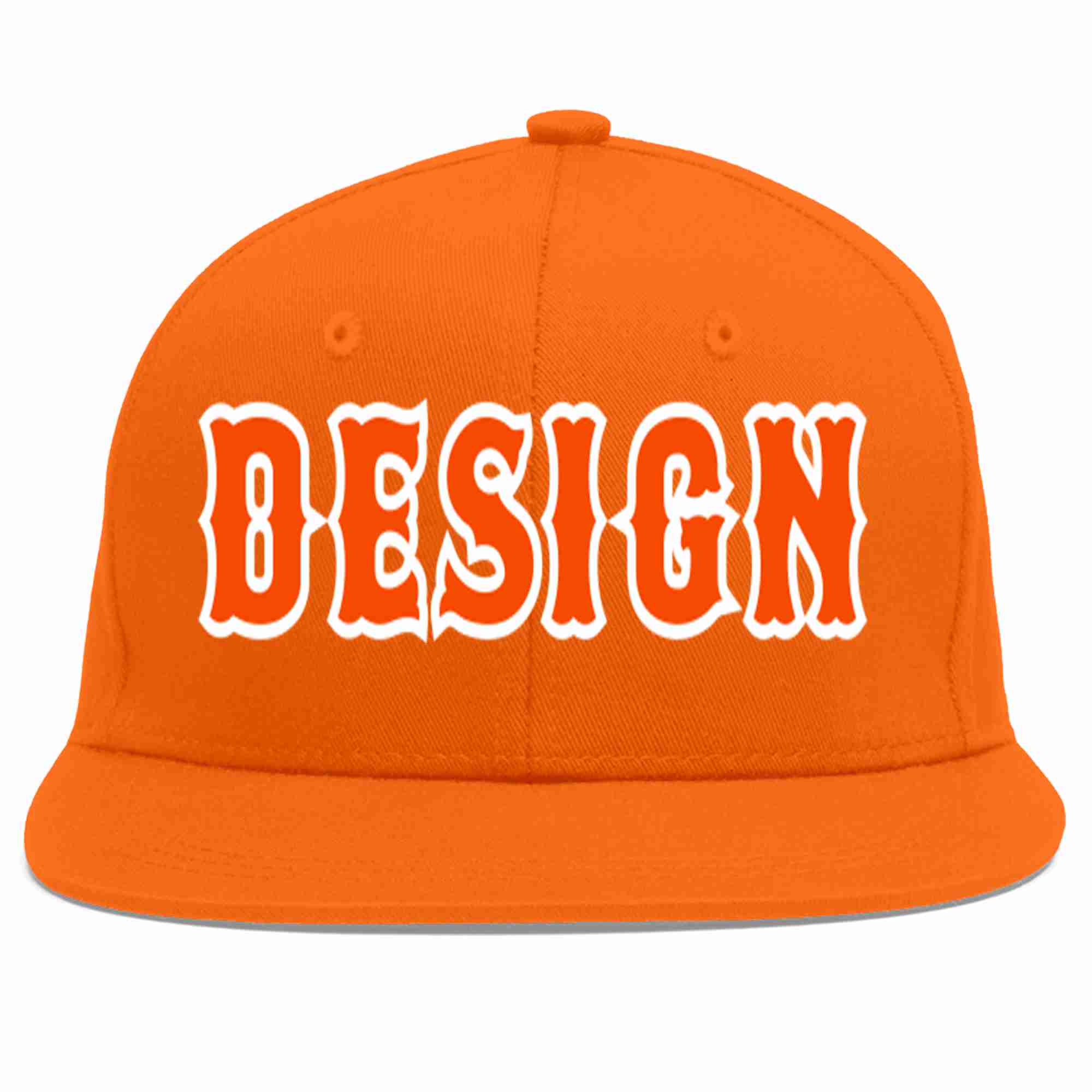 Conception personnalisée de casquette de baseball de sport à avant-toit plat orange orange-blanc pour hommes/femmes/jeunes