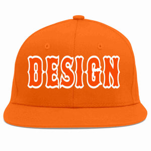 Custom Orange Orange-White Flat Eaves Sport Baseball Cap Design for Men/Women/Youth