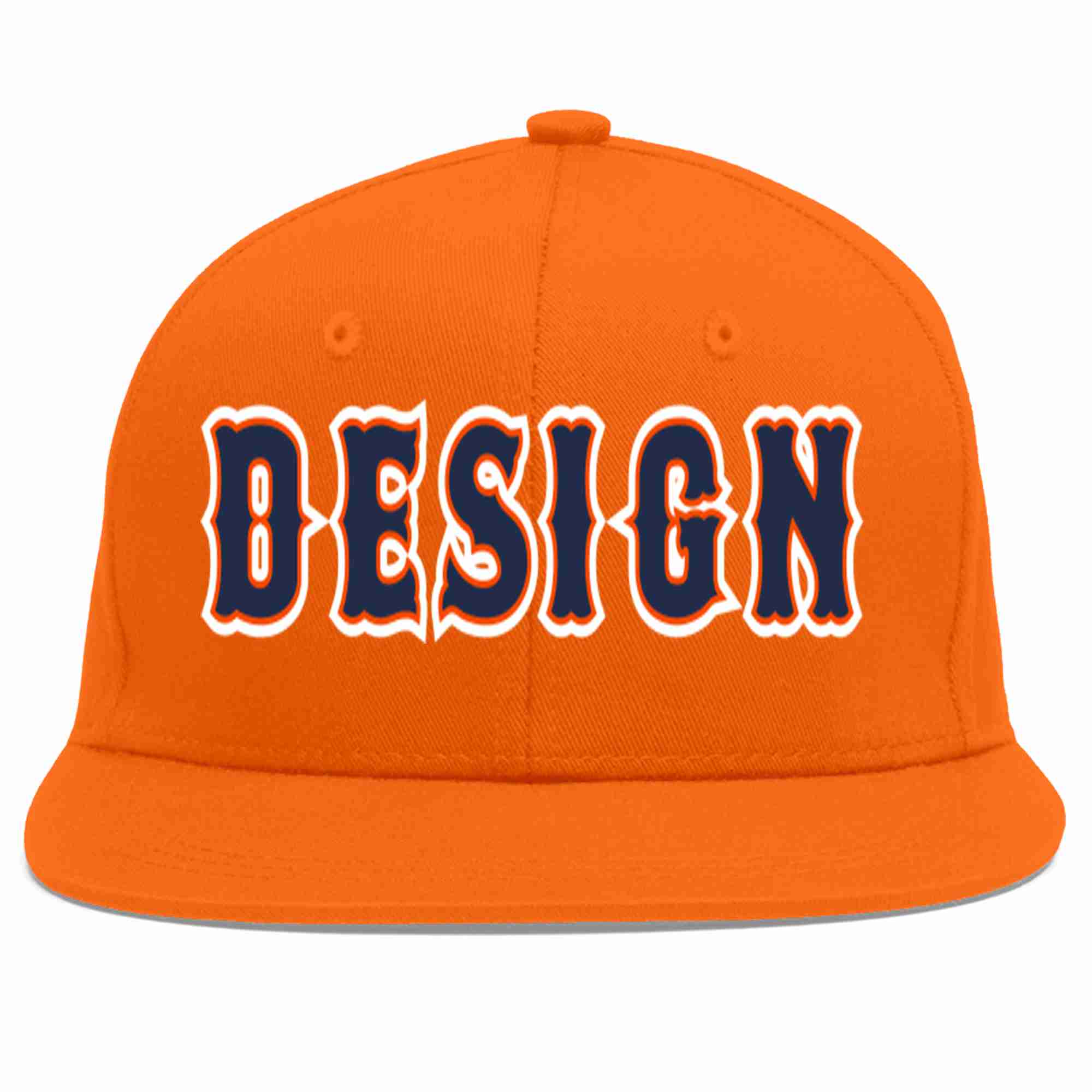 Conception personnalisée de casquette de baseball de sport à avant-toit plat orange marine-orange pour hommes/femmes/jeunes