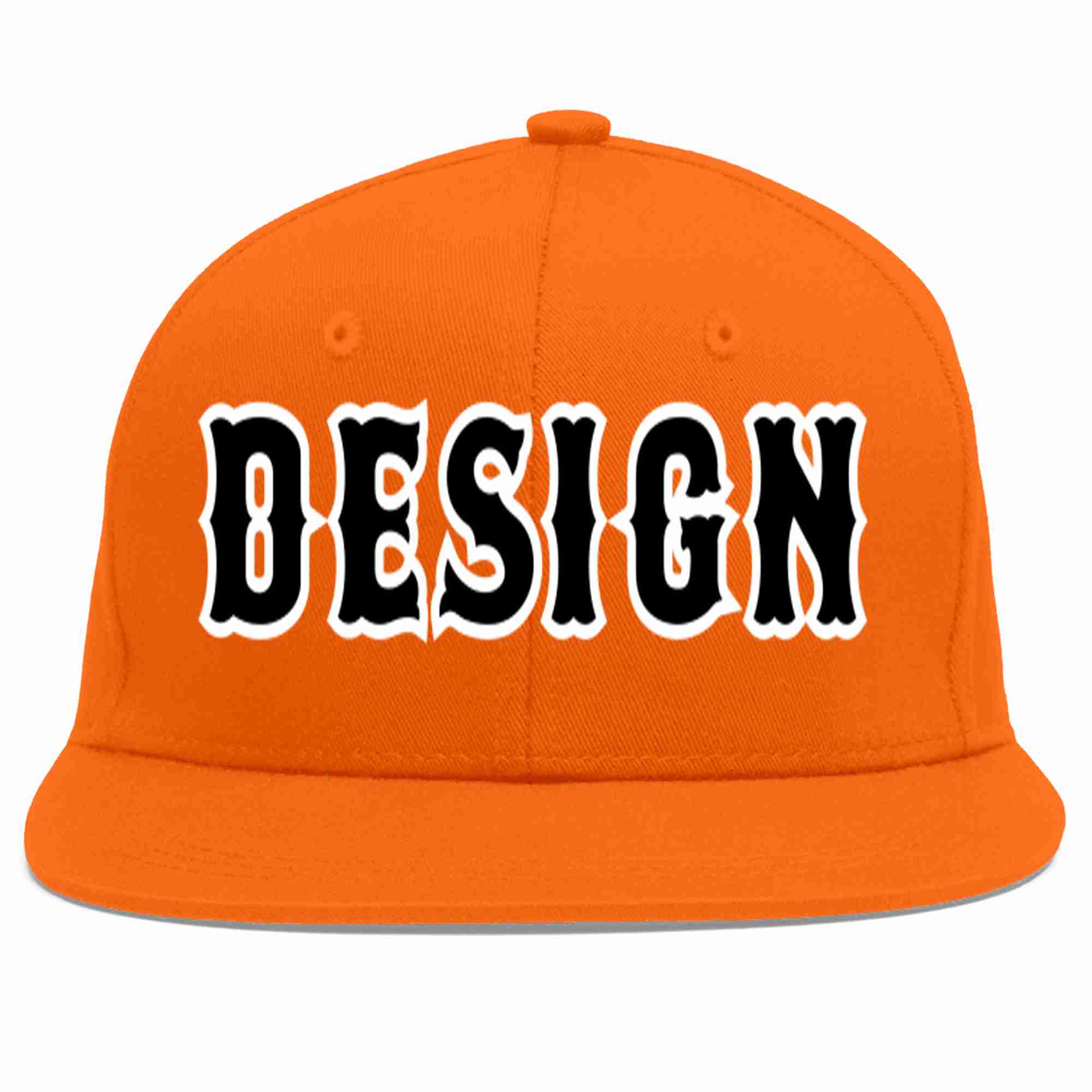 Conception personnalisée de casquette de baseball de sport à avant-toit plat orange noir-blanc pour hommes/femmes/jeunes