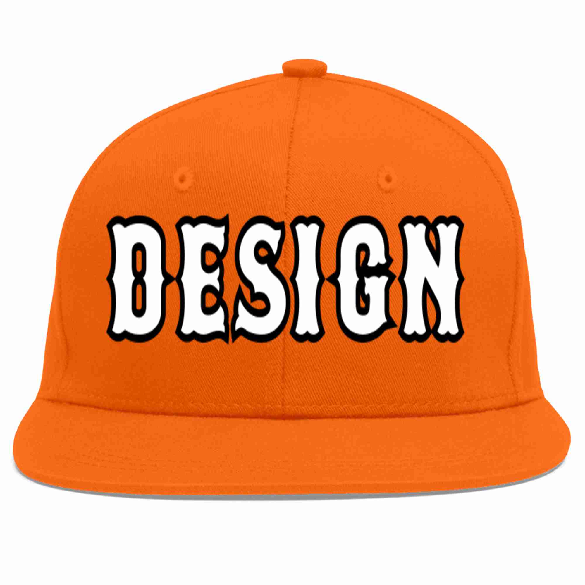 Conception personnalisée de casquette de baseball de sport à avant-toit plat orange blanc-noir pour hommes/femmes/jeunes