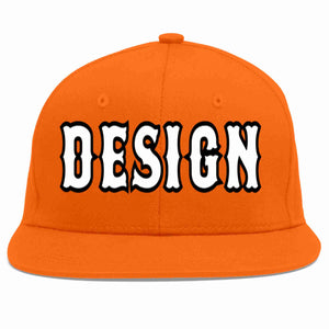 Custom Orange White-Black Flat Eaves Sport Baseball Cap Design for Men/Women/Youth